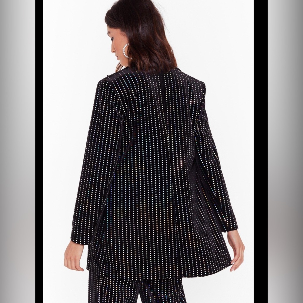 Nasty Gal Black Blazer with Colorful Polka Dots